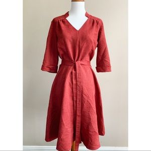 Red midi dress